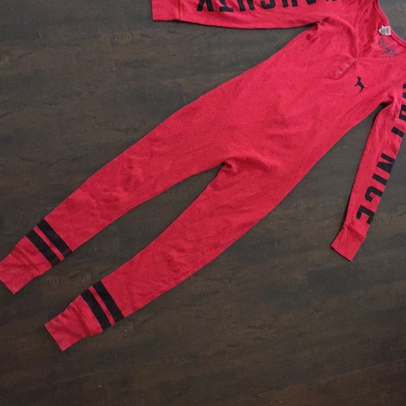PINK Victoria's Secret Other - PINK Victoria’s Secret red long johns onesie